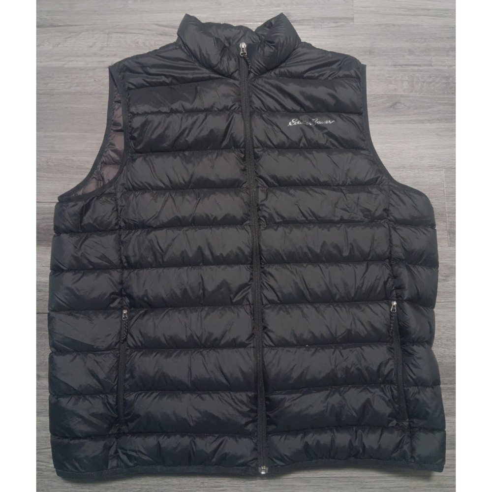 Eddie Bauer Men's Black Goose‎ Down EB650 Full Zip Puffer Vest Size 2XL